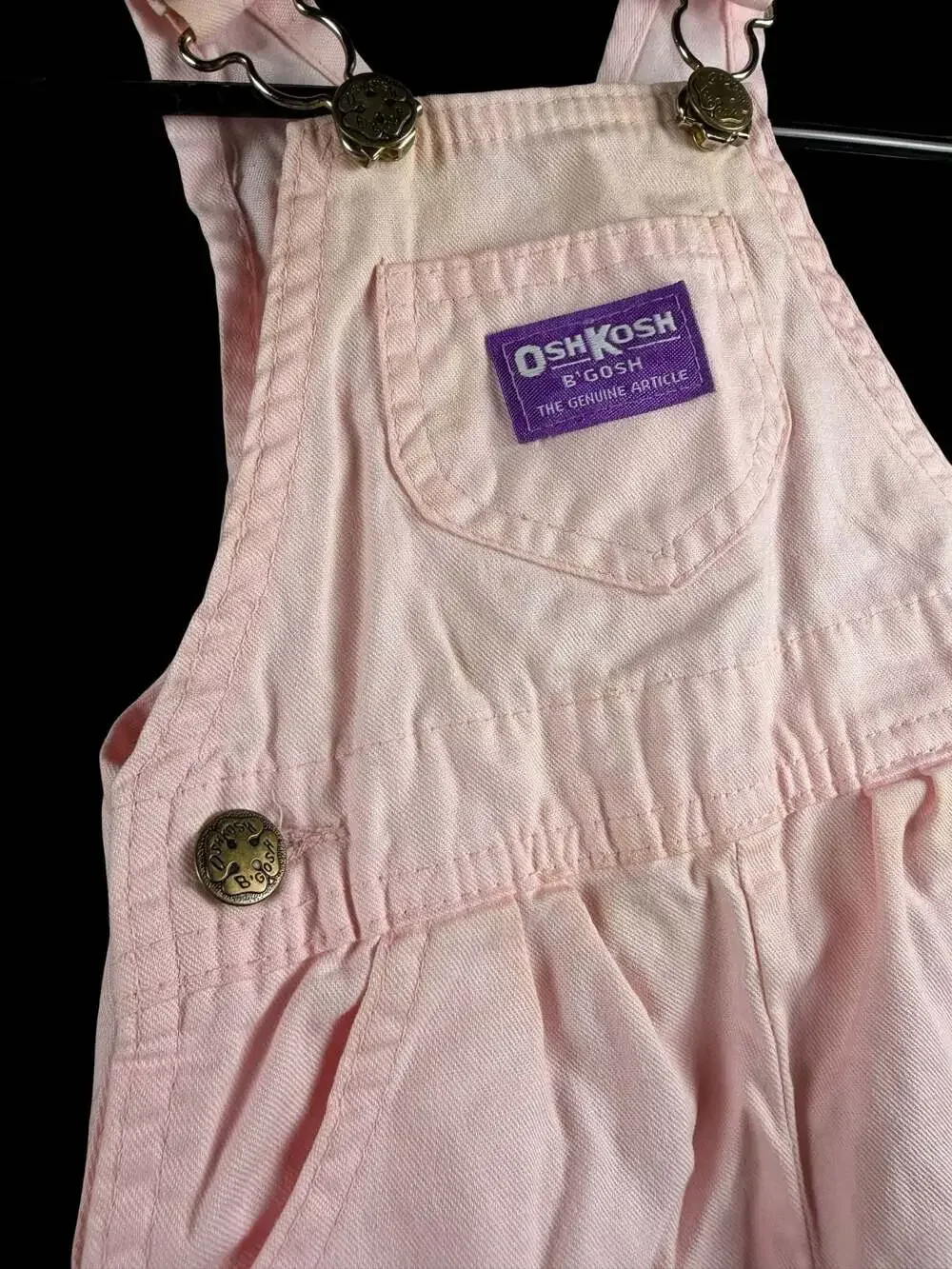 Vintage OshKosh B'gosh Pink Denim Overalls with Snap Inseam